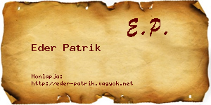 Eder Patrik névjegykártya